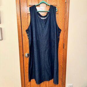 Mainstreet Blues Women's Blue Denim Sleeveless Knee Length Dress Size 30 4X